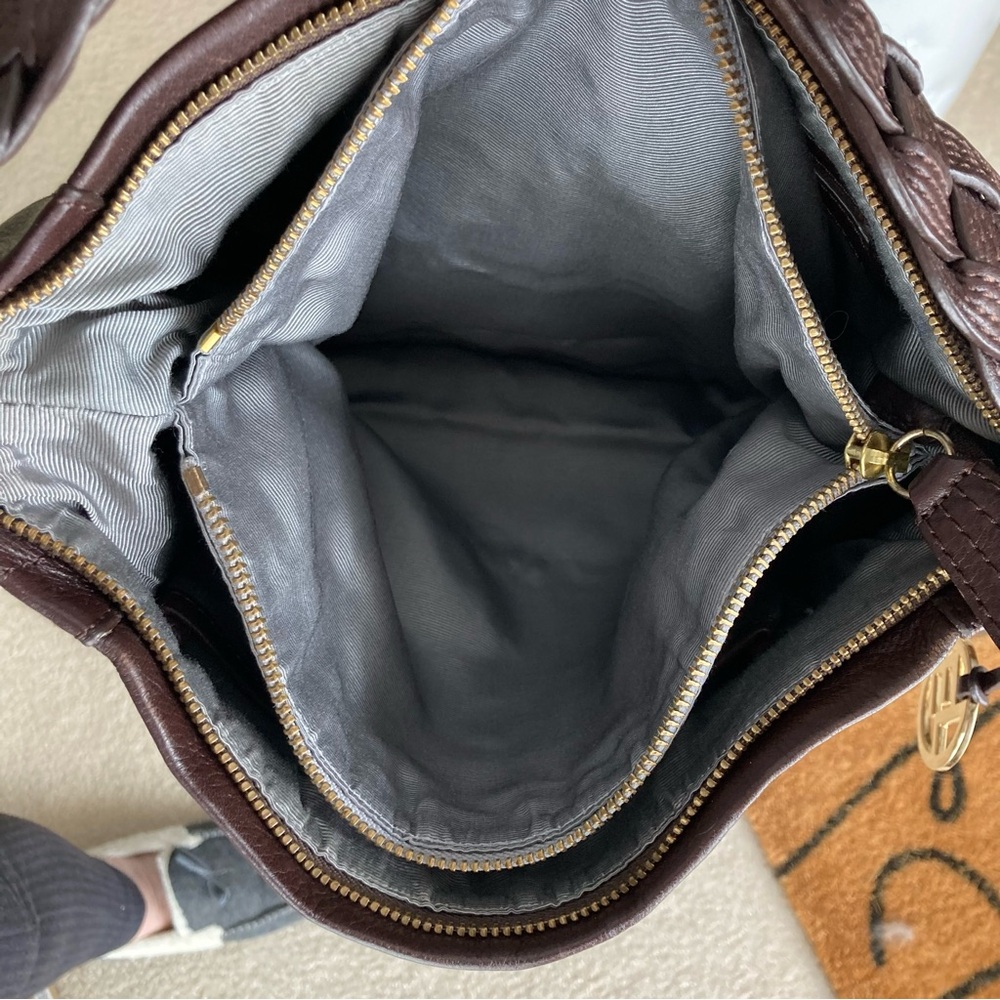 NWOT Elliott Luca dark brown leather shoulder “Moto Hobo” style bag - Picture 12 of 12